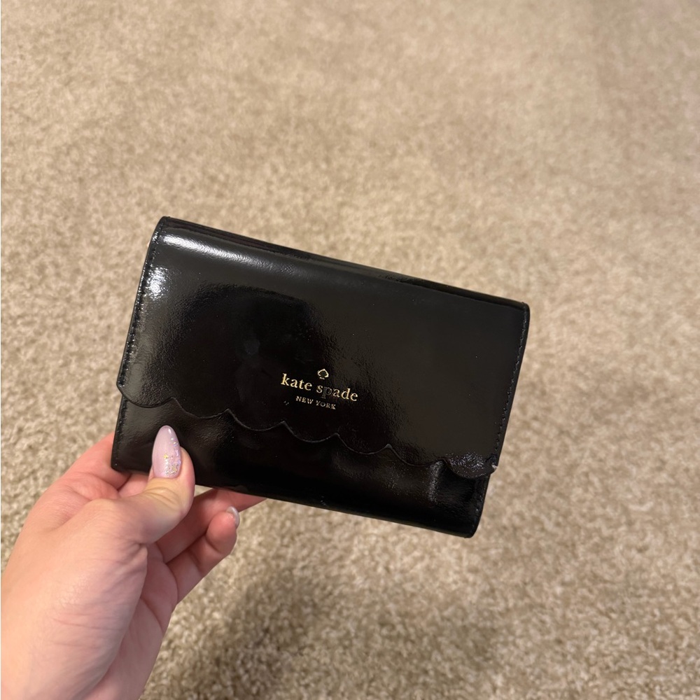 kate spade Black Patent Scallop-Edge Wallet